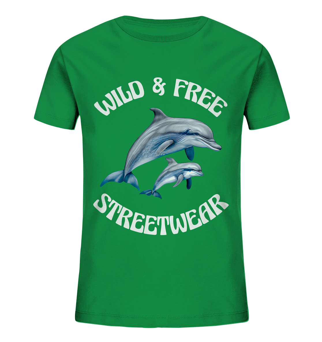 WILD & FREE NO 10 DOLPHIN FAMILY  - STREETWEAR - STATEMENT   - Kids Organic Shirt