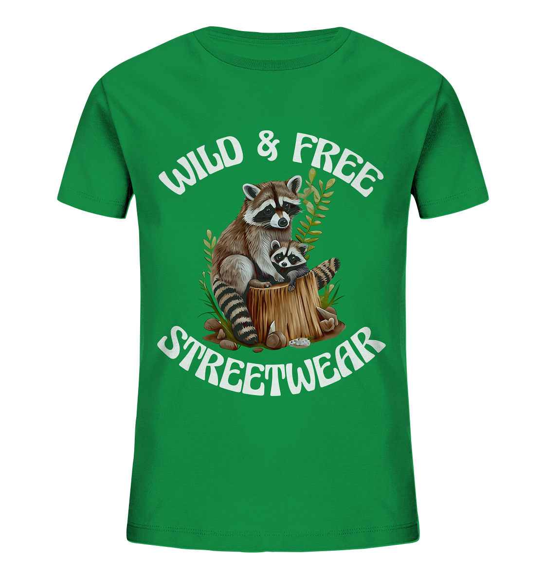 WILD & FREE NO 16 RACOON FAMILY  - STREETWEAR - STATEMENT  - Kids Organic Shirt