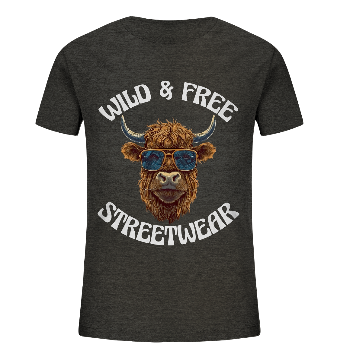 WILD & FREE NO 2 HIGHLAND COW STREETWEAR - STATEMENT - Kids Organic Shirt