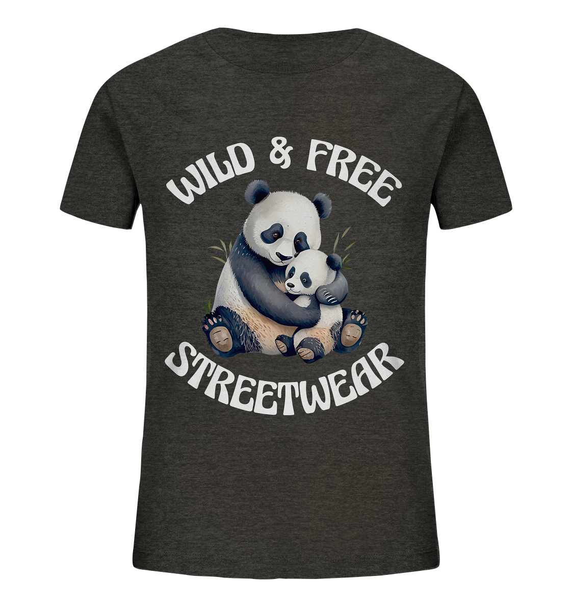 WILD & FREE NO 12 PANDA FAMILY  - STREETWEAR - STATEMENT    - Kids Organic Shirt