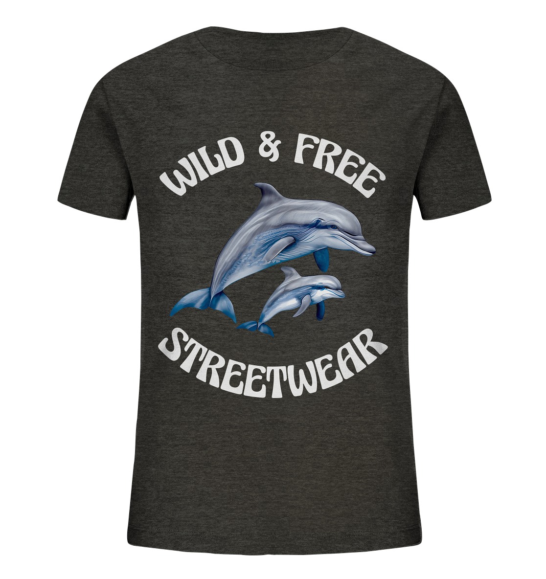 WILD & FREE NO 10 DOLPHIN FAMILY  - STREETWEAR - STATEMENT   - Kids Organic Shirt