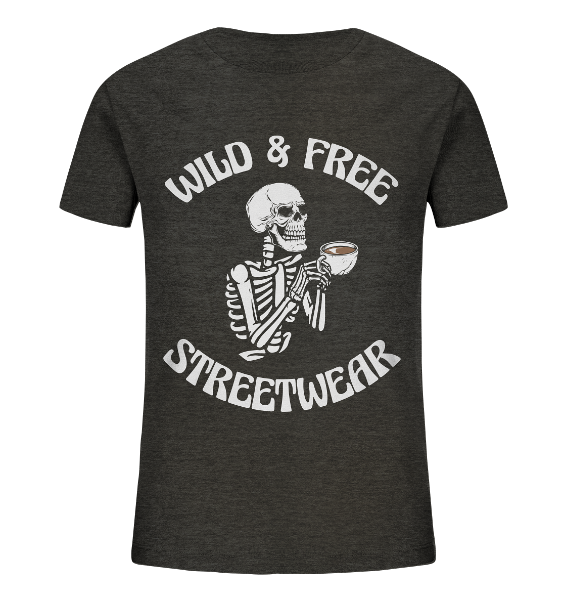 WILD & FREE NO 5 DRINKING SKELETON - STREETWEAR - STATEMENT  - Kids Organic Shirt