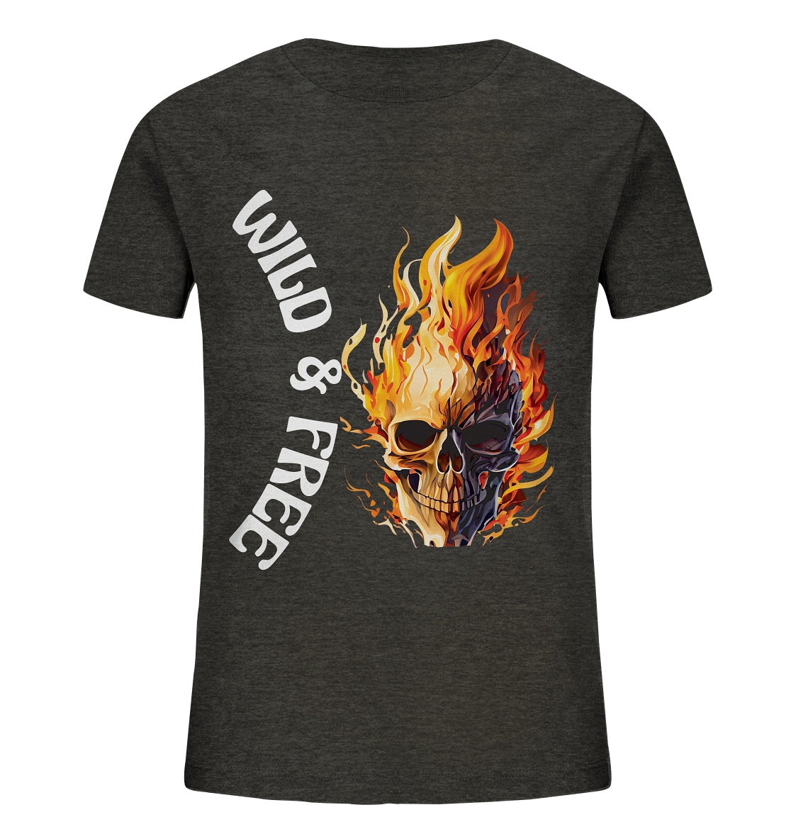 Kids Organic T-Shirt- Wild & Free Skull- cooles Basic für jeden Look