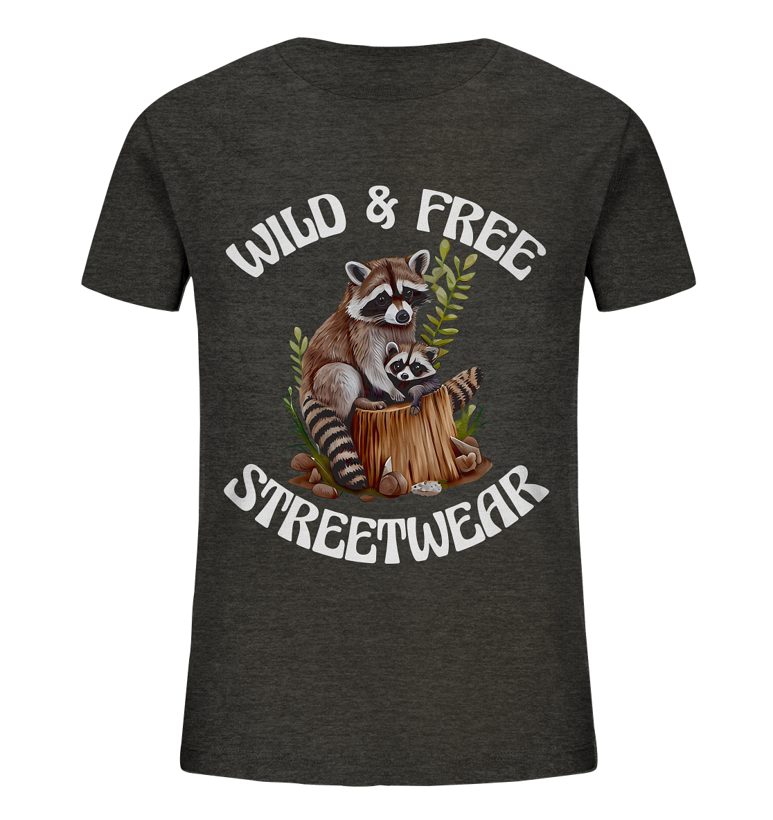 WILD & FREE NO 16 RACOON FAMILY  - STREETWEAR - STATEMENT  - Kids Organic Shirt