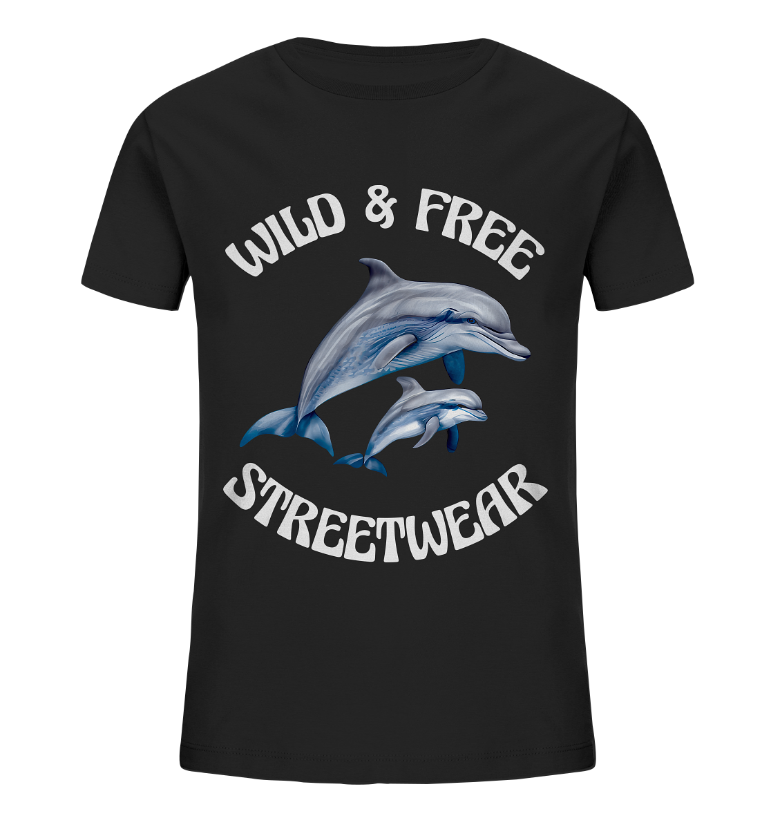 WILD & FREE NO 10 DOLPHIN FAMILY  - STREETWEAR - STATEMENT   - Kids Organic Shirt