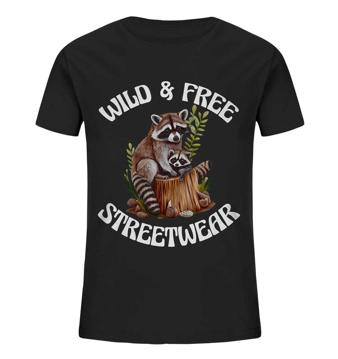 WILD & FREE NO 16 RACOON FAMILY  - STREETWEAR - STATEMENT  - Kids Organic Shirt