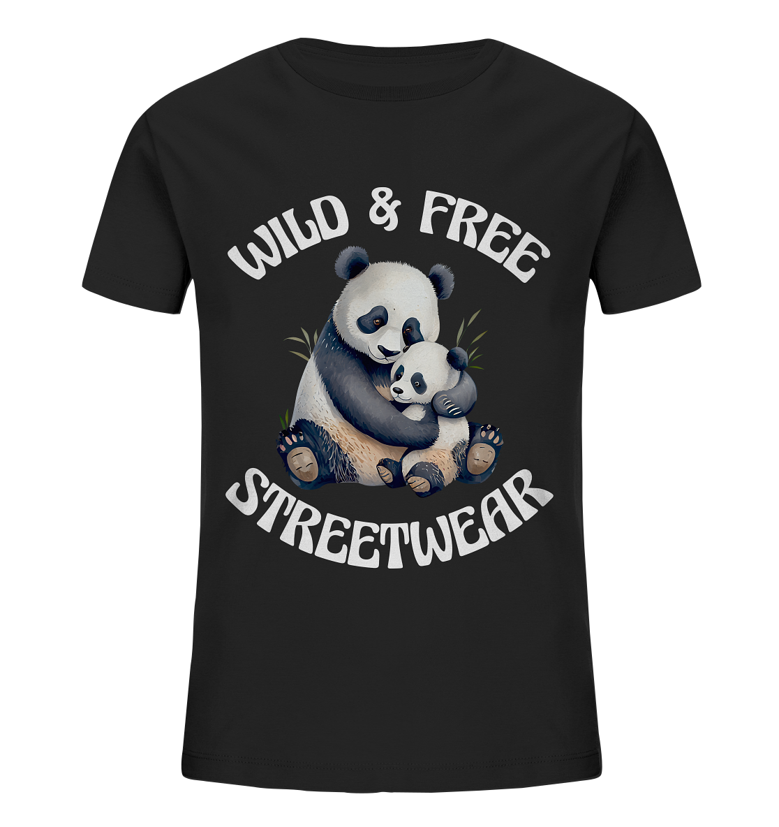 WILD & FREE NO 12 PANDA FAMILY  - STREETWEAR - STATEMENT    - Kids Organic Shirt