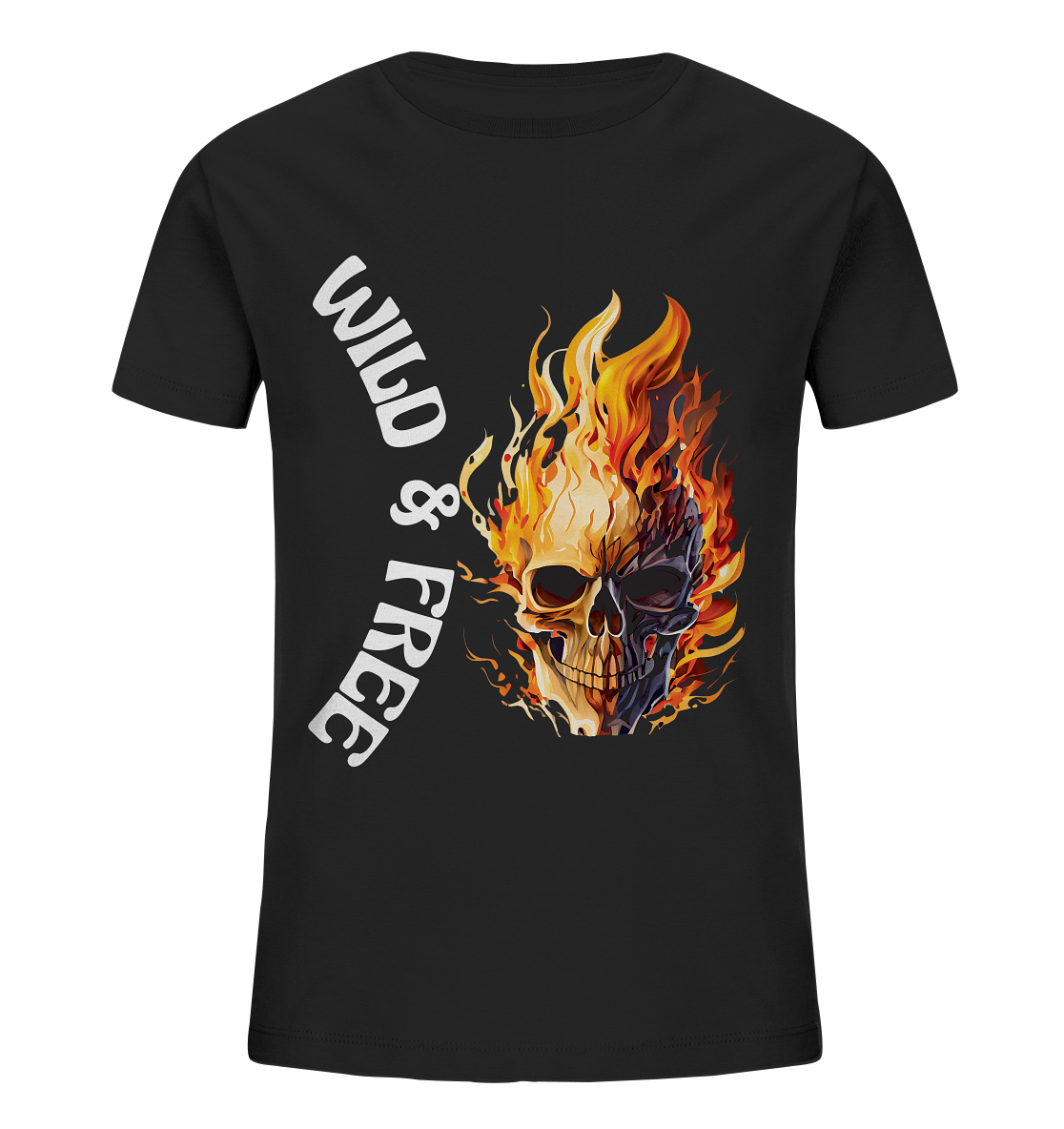 Kids Organic T-Shirt- Wild & Free Skull- cooles Basic für jeden Look