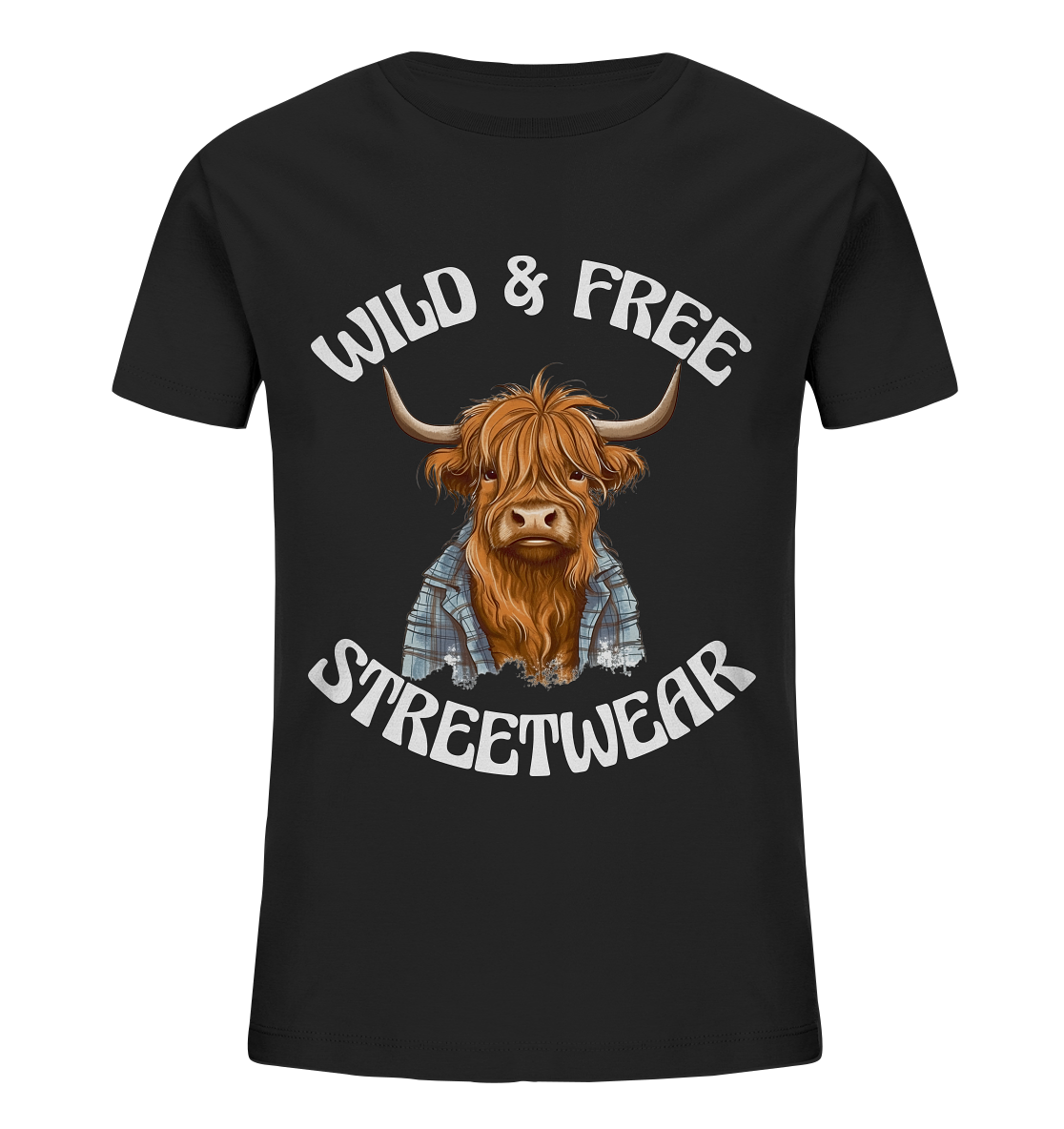 WILD & FREE NO 9 HIGHLAND COW II - STREETWEAR - STATEMENT  - Kids Organic Shirt