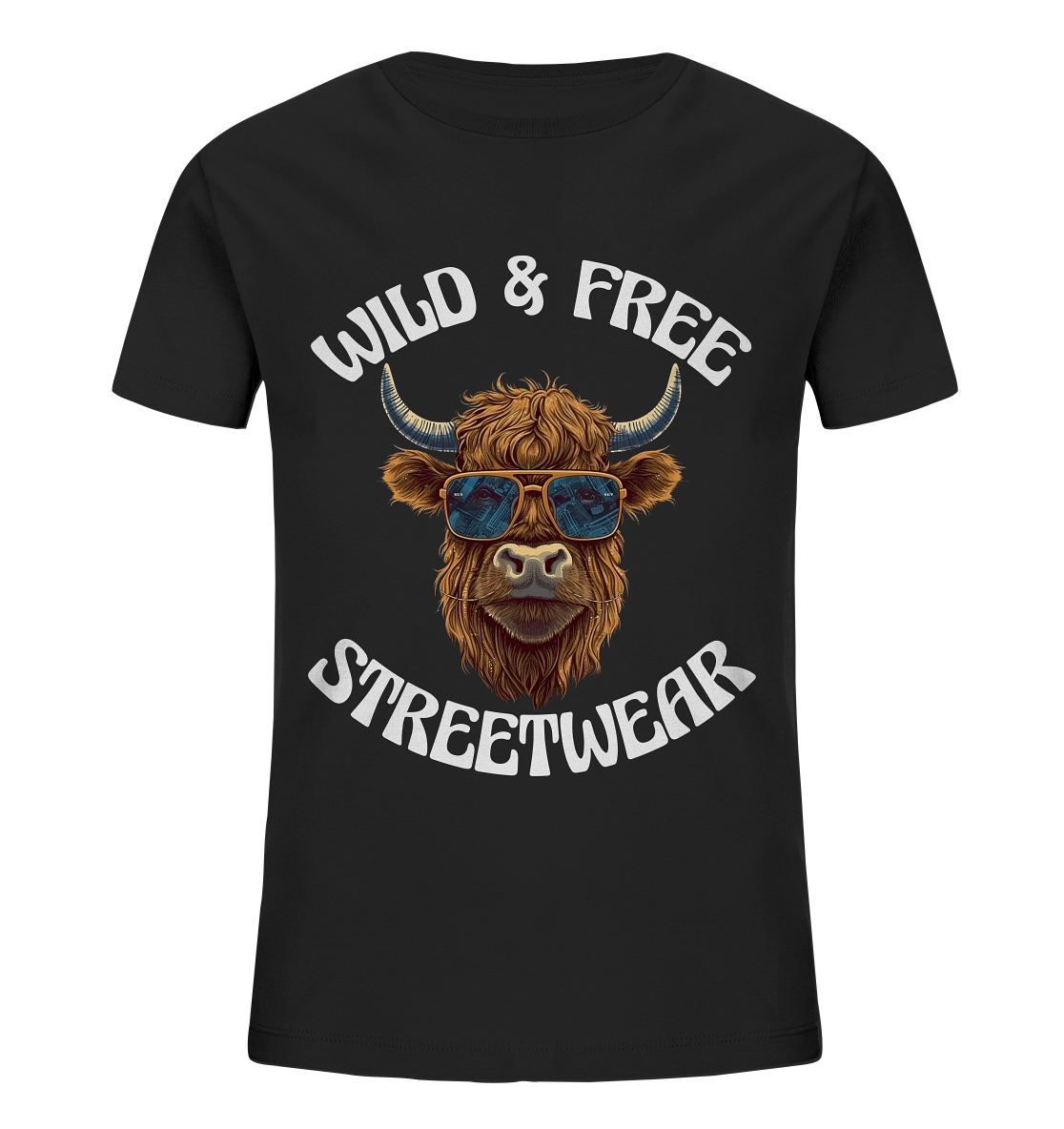 WILD & FREE NO 2 HIGHLAND COW STREETWEAR - STATEMENT - Kids Organic Shirt