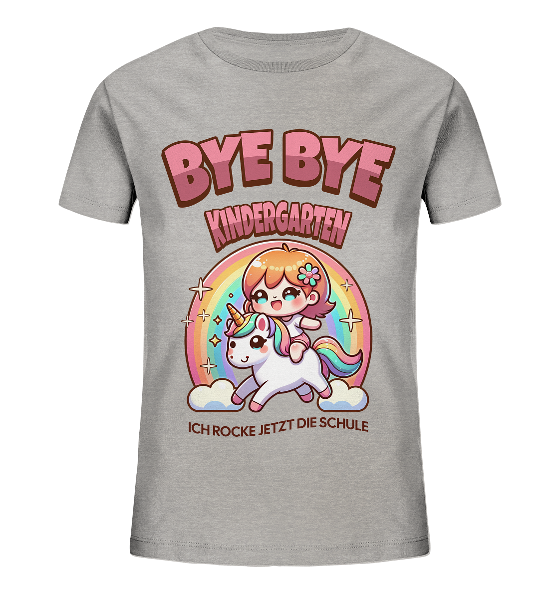 T-Shirt Einhorn Bye Bye Kindergarten  - Kids Organic Shirt