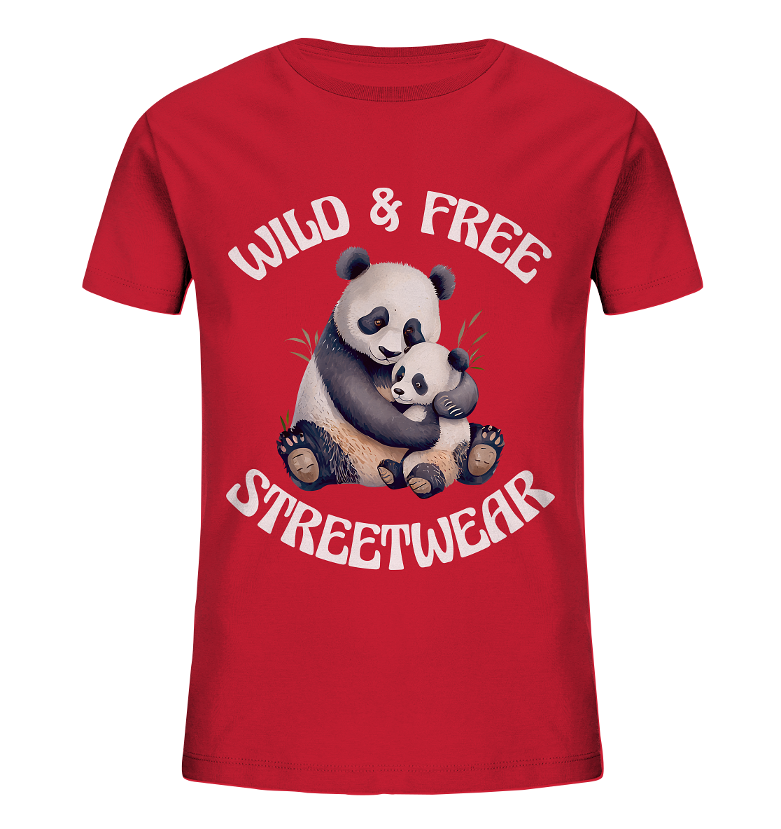 WILD & FREE NO 12 PANDA FAMILY  - STREETWEAR - STATEMENT    - Kids Organic Shirt