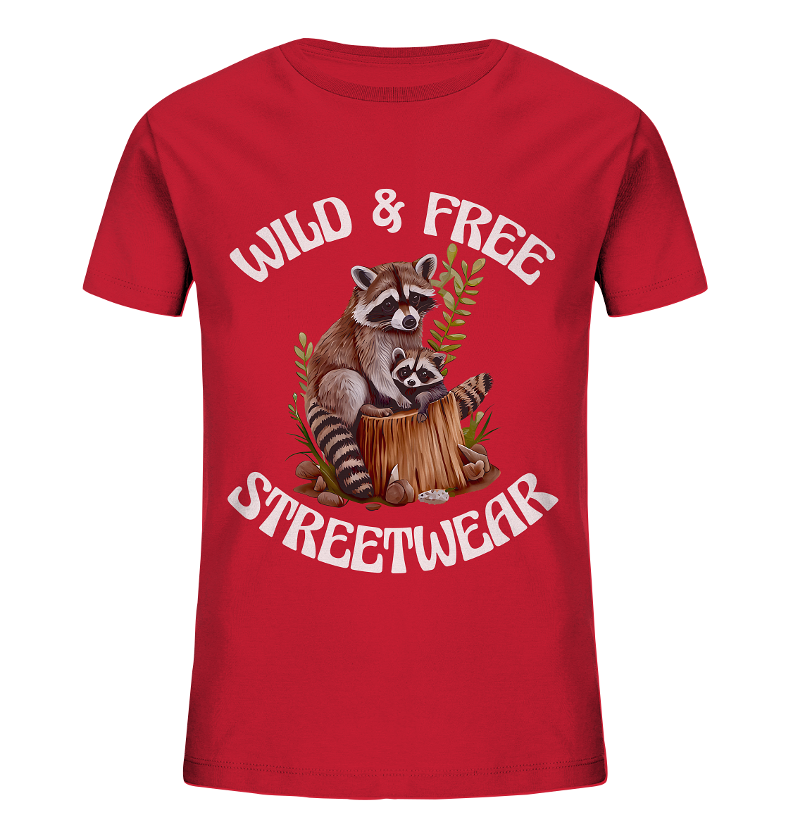 WILD & FREE NO 16 RACOON FAMILY  - STREETWEAR - STATEMENT  - Kids Organic Shirt