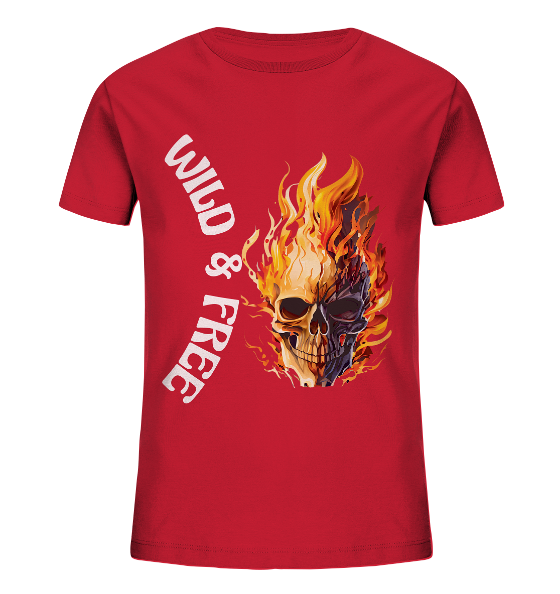 Kids Organic T-Shirt- Wild & Free Skull- cooles Basic für jeden Look