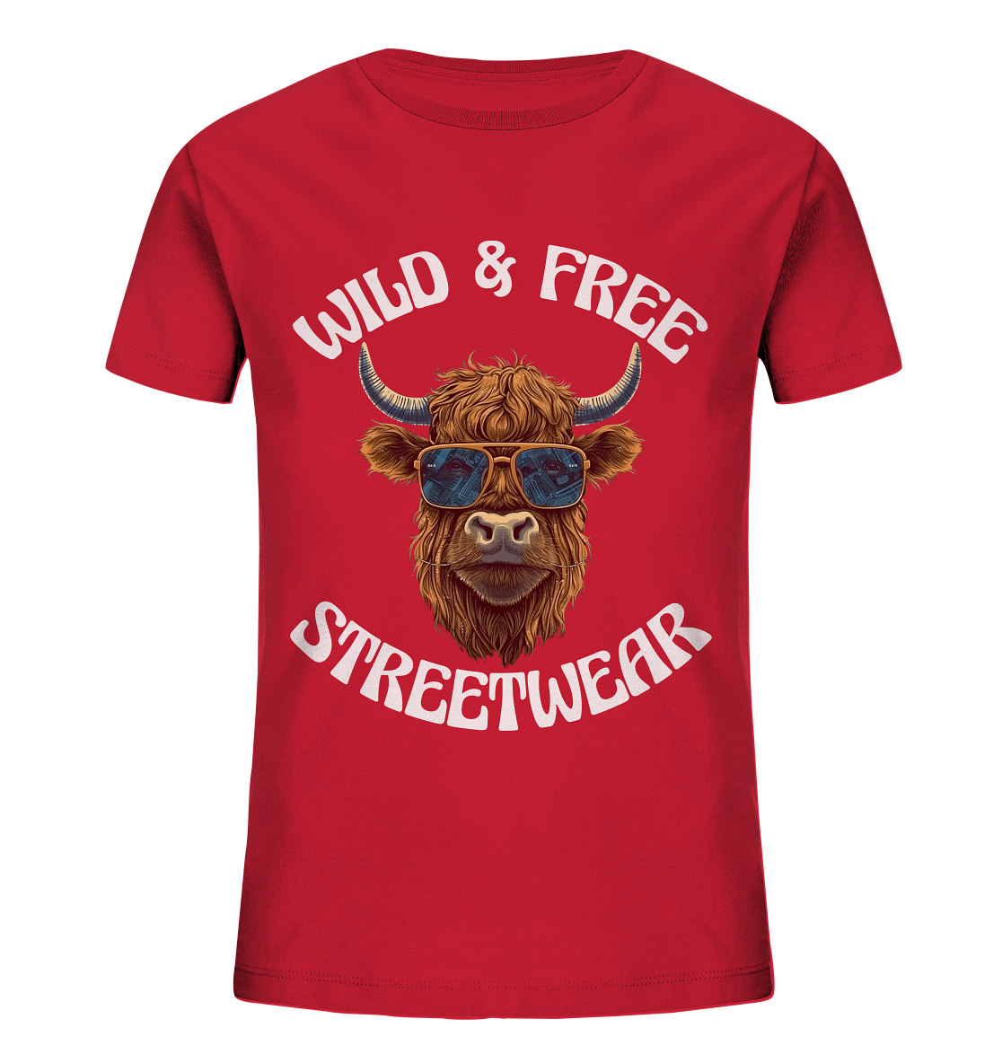 WILD & FREE NO 2 HIGHLAND COW STREETWEAR - STATEMENT - Kids Organic Shirt