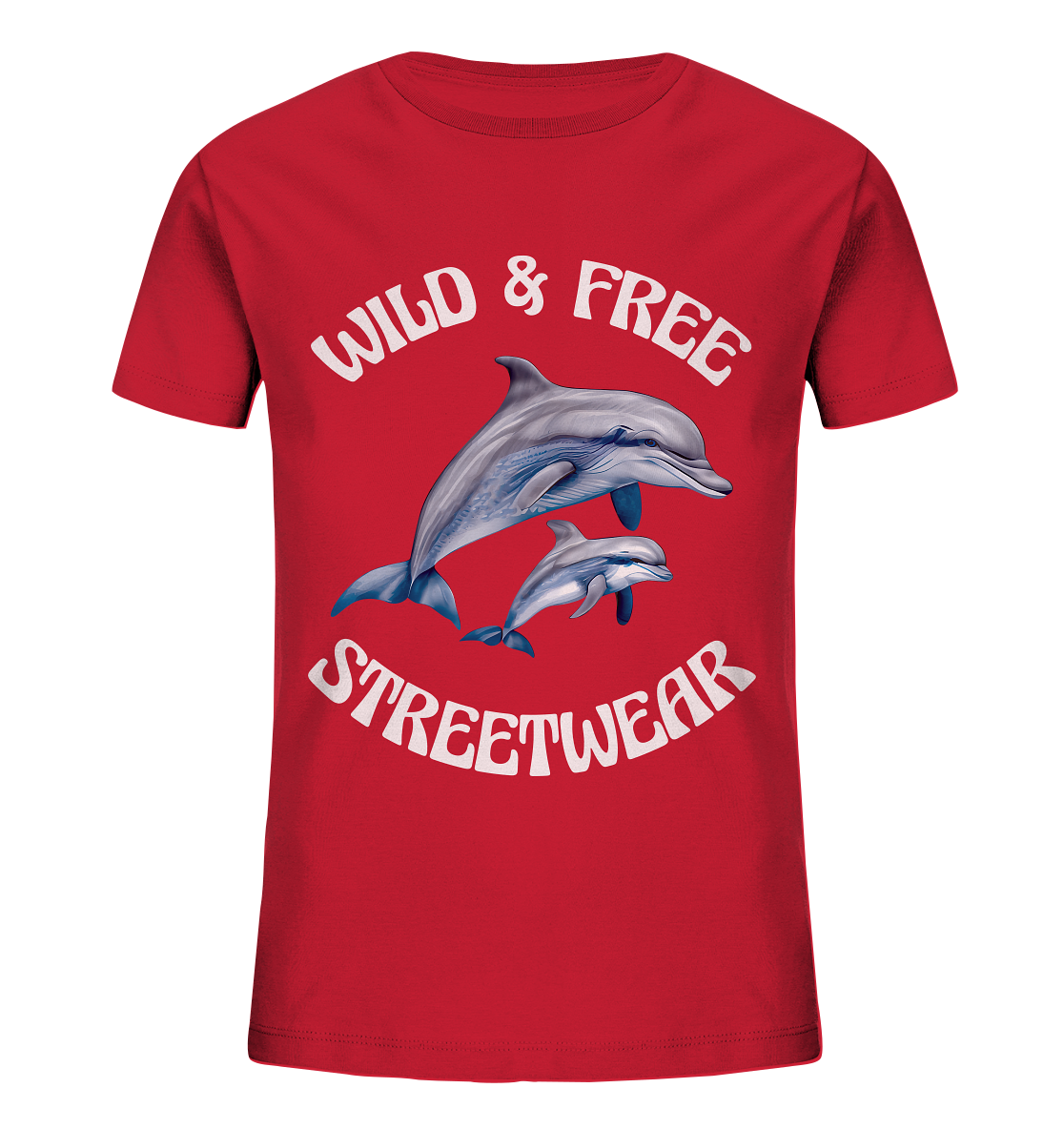 WILD & FREE NO 10 DOLPHIN FAMILY  - STREETWEAR - STATEMENT   - Kids Organic Shirt