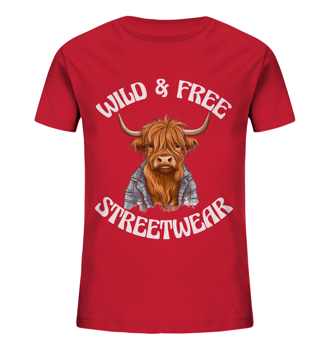 WILD & FREE NO 9 HIGHLAND COW II - STREETWEAR - STATEMENT  - Kids Organic Shirt