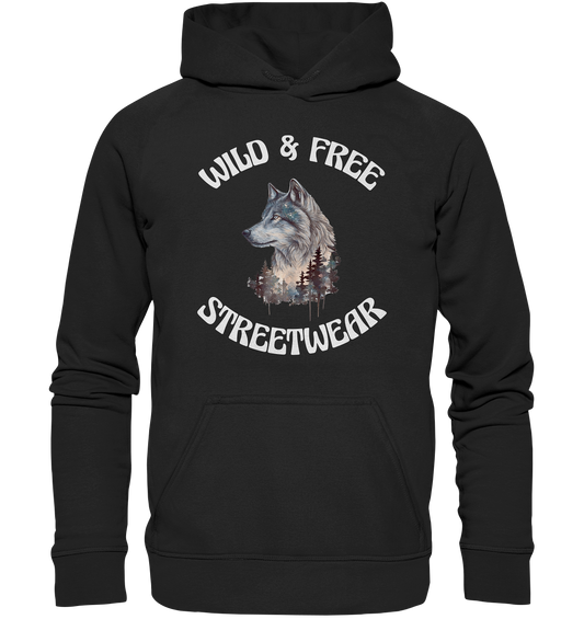 WILD & FREE NO 3 WOLF STREETWEAR - STATEMENT - Kids Premium Hoodie