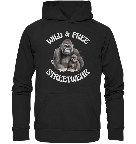 WILD & FREE NO 15 GORILLA FAMILY  - STREETWEAR - STATEMENT  - Kids Premium Hoodie