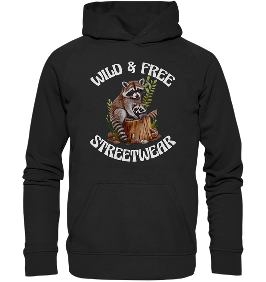 WILD & FREE NO 16 RACOON FAMILY  - STREETWEAR - STATEMENT  - Kids Premium Hoodie