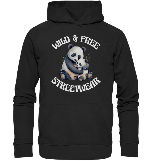 WILD & FREE NO 12 PANDA FAMILY  - STREETWEAR - STATEMENT    - Kids Premium Hoodie