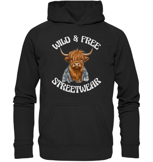 WILD & FREE NO 9 HIGHLAND COW II - STREETWEAR - STATEMENT  - Kids Premium Hoodie