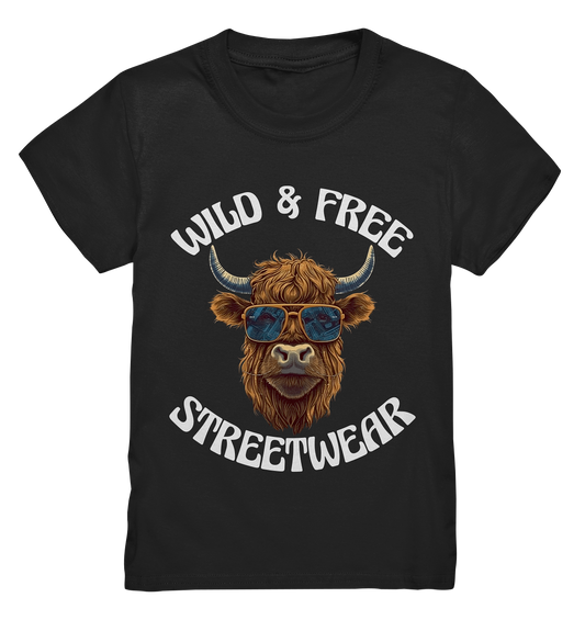 WILD & FREE NO 2 HIGHLAND COW STREETWEAR - STATEMENT - Kids Premium Shirt