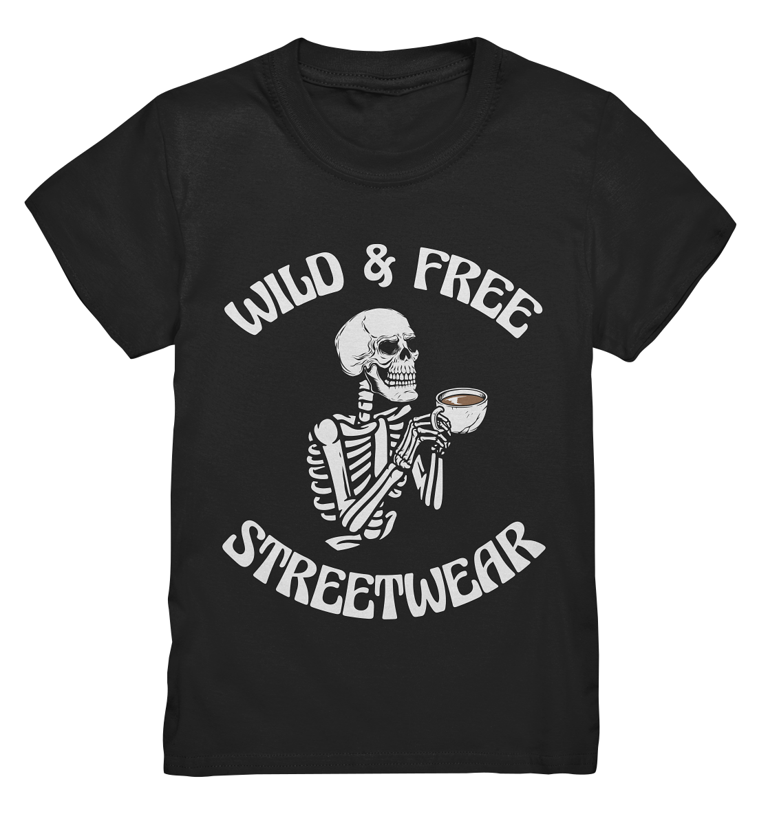 WILD & FREE NO 5 DRINKING SKELETON - STREETWEAR - STATEMENT  - Kids Premium Shirt