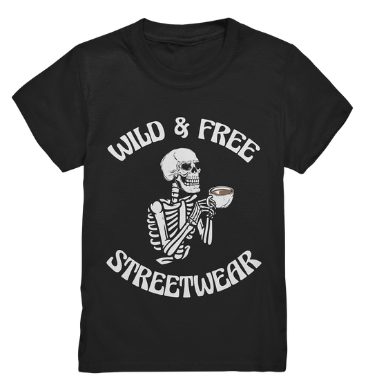 WILD & FREE NO 5 DRINKING SKELETON - STREETWEAR - STATEMENT  - Kids Premium Shirt