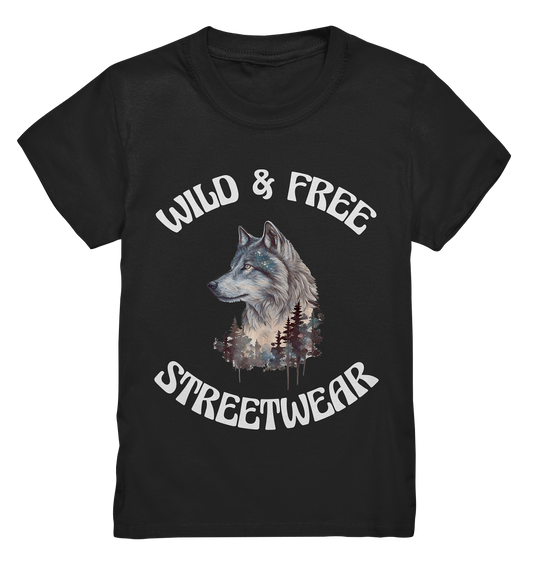 WILD & FREE NO 3 WOLF STREETWEAR - STATEMENT - Kids Premium Shirt