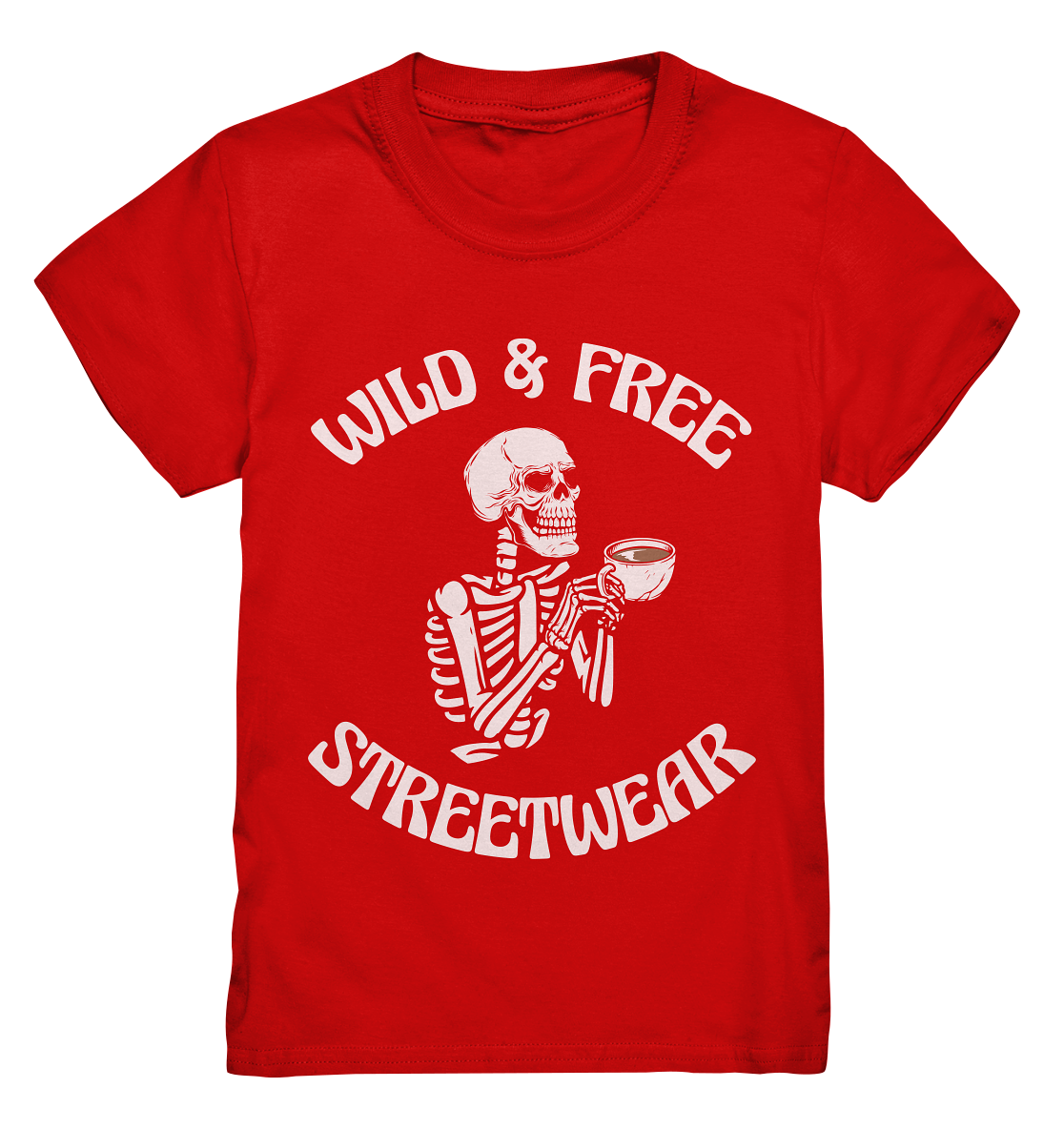 WILD & FREE NO 5 DRINKING SKELETON - STREETWEAR - STATEMENT  - Kids Premium Shirt