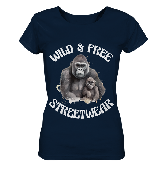 WILD & FREE NO 15 GORILLA FAMILY  - STREETWEAR - STATEMENT  - Ladies Organic Basic Shirt