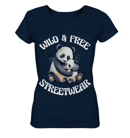 WILD & FREE NO 12 PANDA FAMILY  - STREETWEAR - STATEMENT    - Ladies Organic Basic Shirt