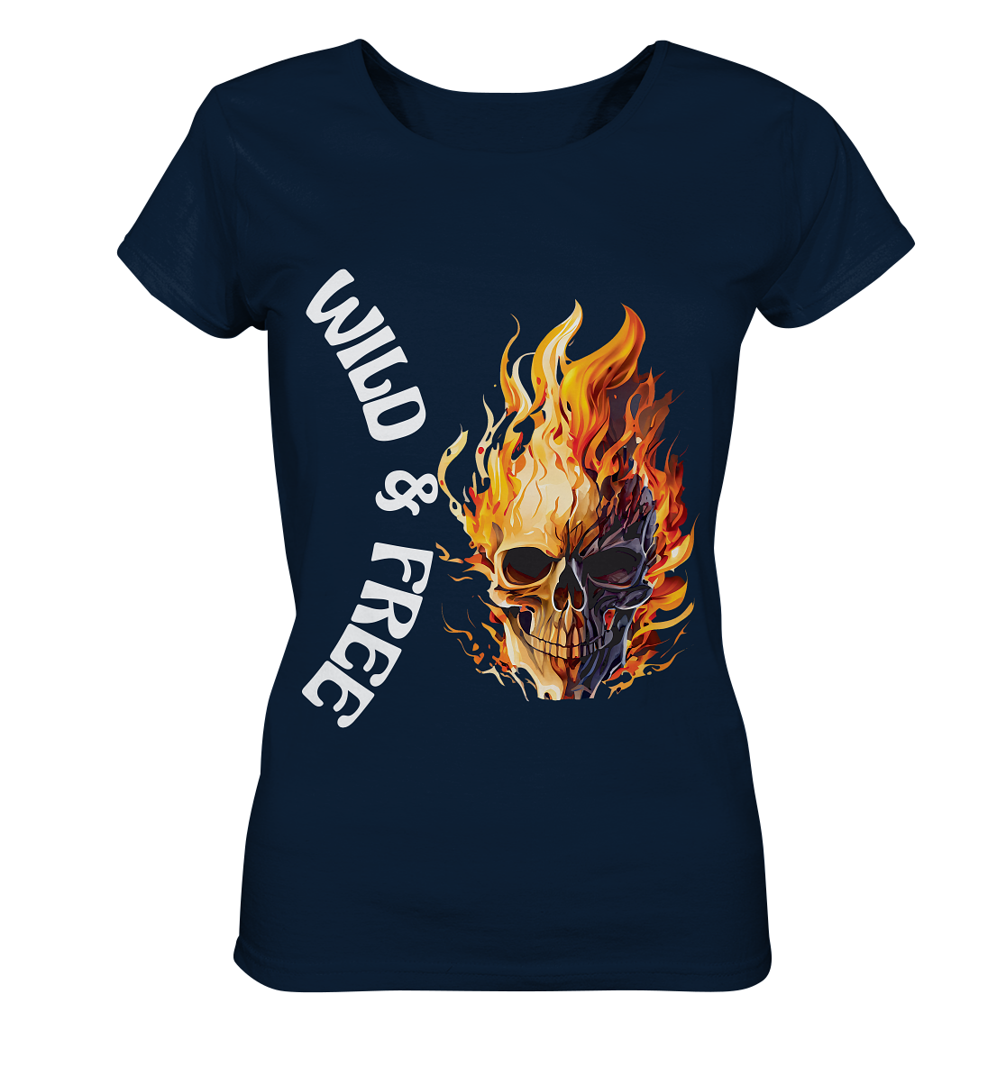 T-Shirt Damen- Wild & Free Skull- cooles für jeden Look- Basic Shirt