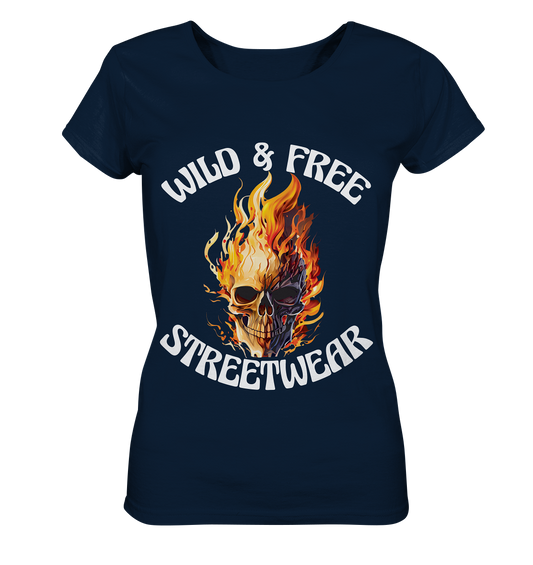 WILD & FREE NO 8 SKULL II - STREETWEAR - STATEMENT  - Ladies Organic Basic Shirt