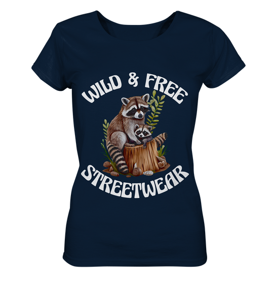 WILD & FREE NO 16 RACOON FAMILY  - STREETWEAR - STATEMENT  - Ladies Organic Basic Shirt