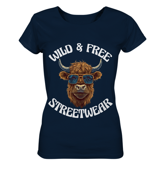 WILD & FREE NO 2 HIGHLAND COW STREETWEAR - STATEMENT - Ladies Organic Basic Shirt