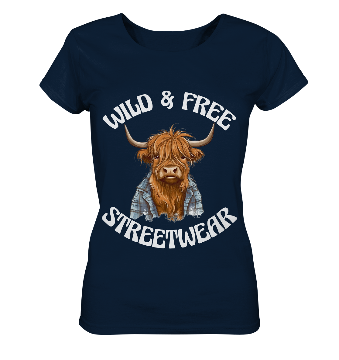 WILD & FREE NO 9 HIGHLAND COW II - STREETWEAR - STATEMENT  - Ladies Organic Basic Shirt