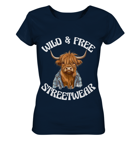 WILD & FREE NO 9 HIGHLAND COW II - STREETWEAR - STATEMENT  - Ladies Organic Basic Shirt