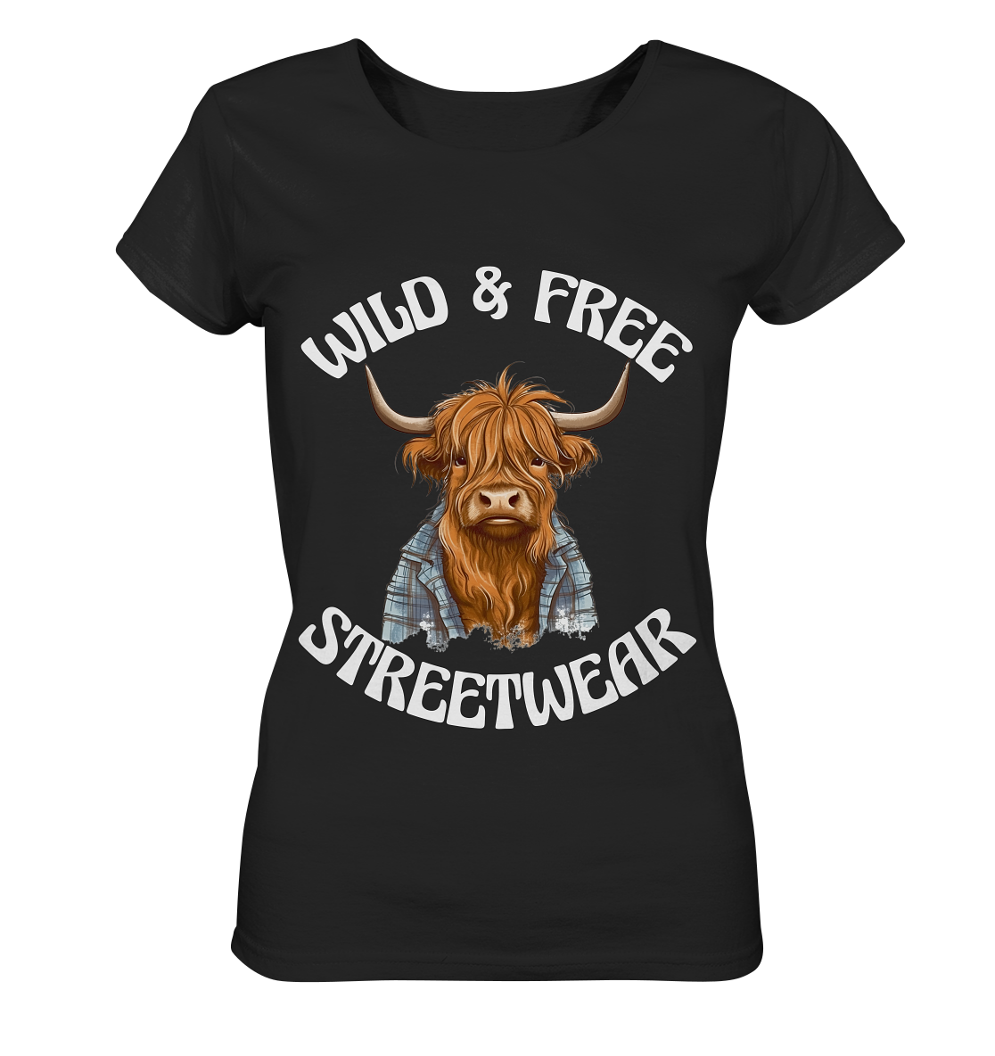 WILD & FREE NO 9 HIGHLAND COW II - STREETWEAR - STATEMENT  - Ladies Organic Basic Shirt