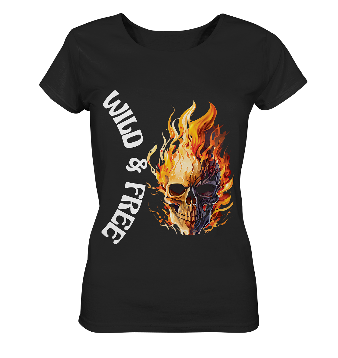 T-Shirt Damen- Wild & Free Skull- cooles für jeden Look- Basic Shirt