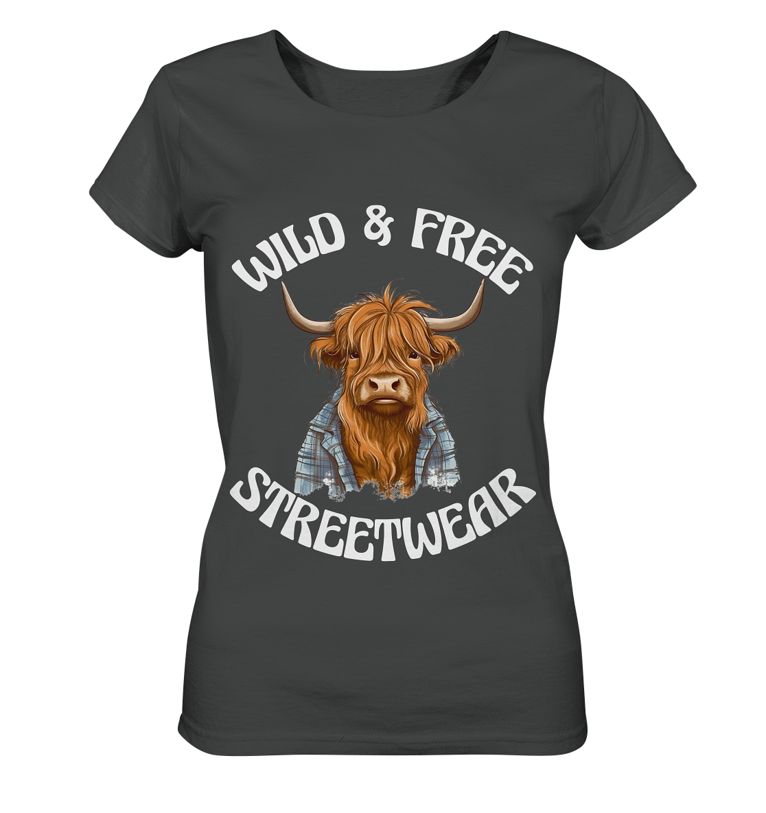 WILD & FREE NO 9 HIGHLAND COW II - STREETWEAR - STATEMENT  - Ladies Organic Basic Shirt