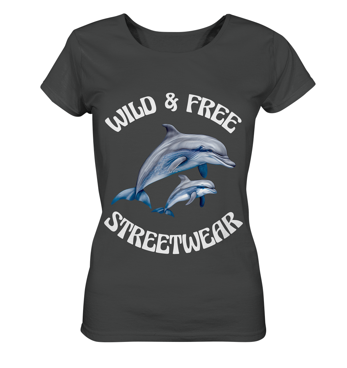 WILD & FREE NO 10 DOLPHIN FAMILY  - STREETWEAR - STATEMENT   - Ladies Organic Basic Shirt