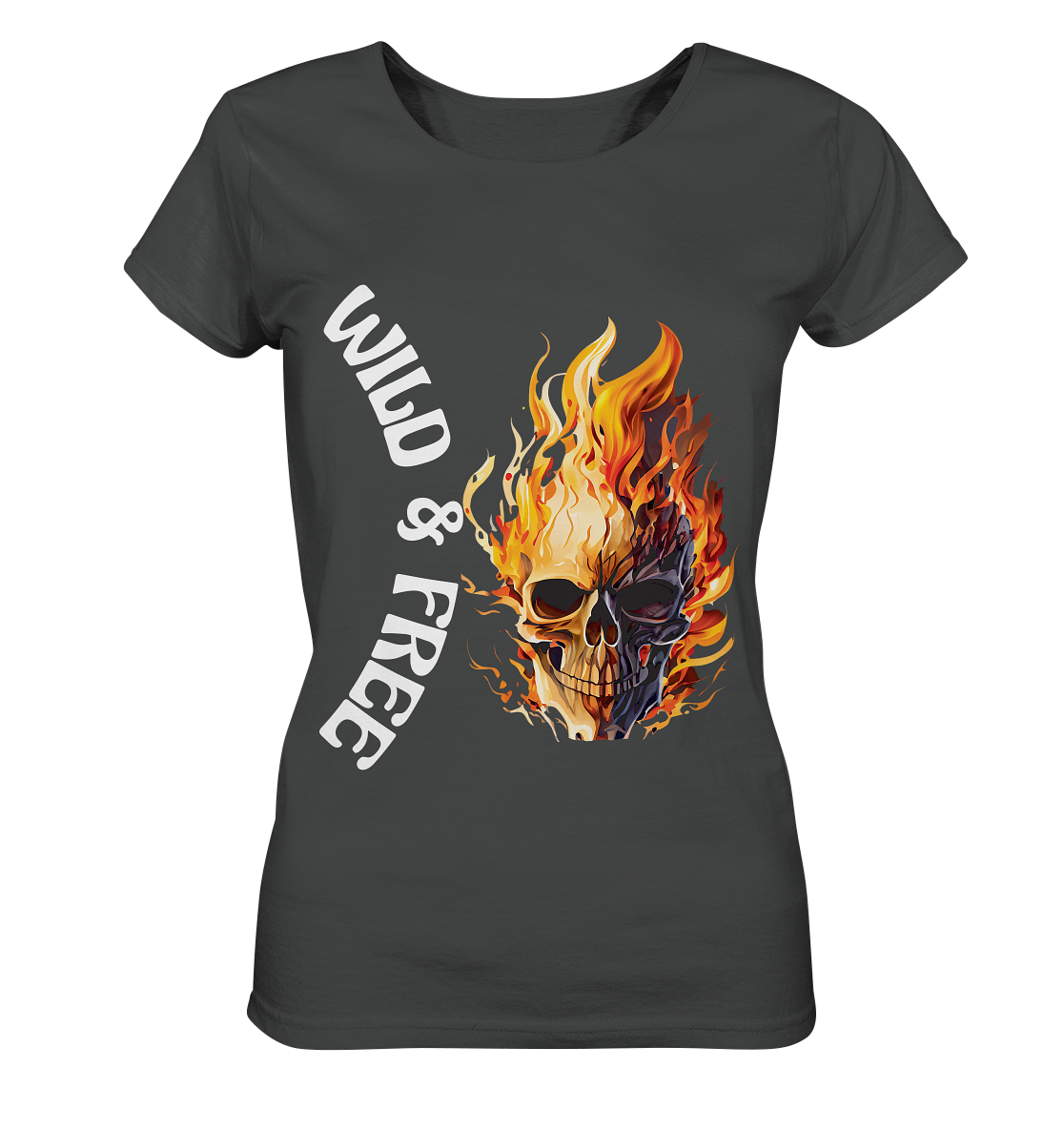 T-Shirt Damen- Wild & Free Skull- cooles für jeden Look- Basic Shirt