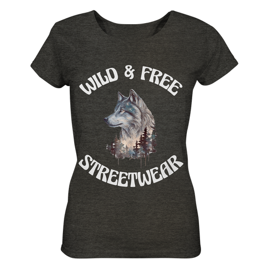 WILD & FREE NO 3 WOLF STREETWEAR - STATEMENT - Ladies Organic Shirt (meliert)