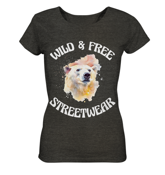 WILD & FREE NO 6 POLAR BEAR - STREETWEAR - STATEMENT - Ladies Organic Shirt (meliert)