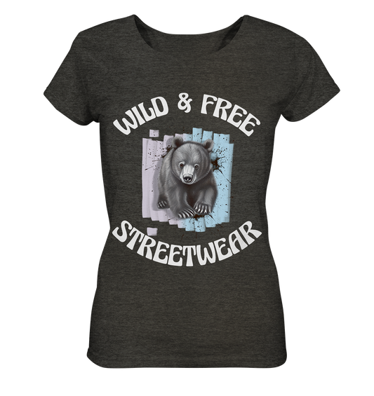 WILD & FREE NO 7 BABY BEAR - STREETWEAR - STATEMENT  - Ladies Organic Shirt (meliert)