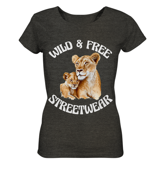 WILD & FREE NO 11 LION FAMILY  - STREETWEAR - STATEMENT   - Ladies Organic Shirt (meliert)