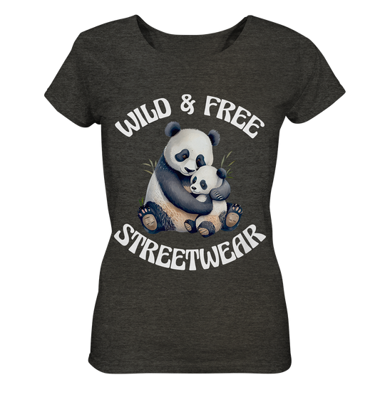 WILD & FREE NO 12 PANDA FAMILY  - STREETWEAR - STATEMENT    - Ladies Organic Shirt (meliert)