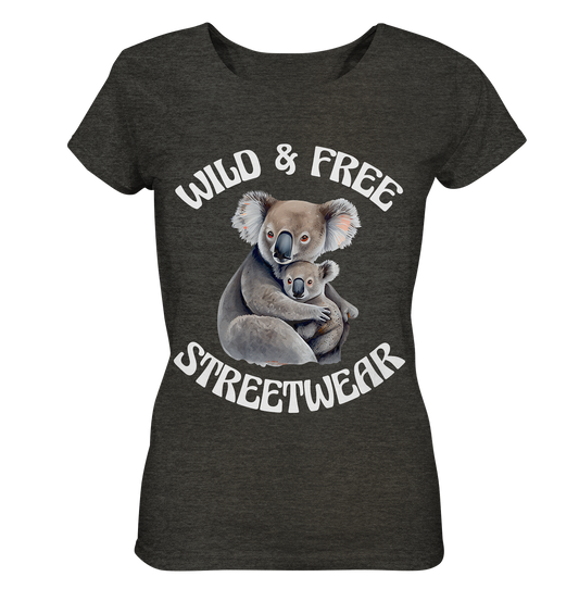 WILD & FREE NO 13 KOALA FAMILY  - STREETWEAR - STATEMENT    - Ladies Organic Shirt (meliert)